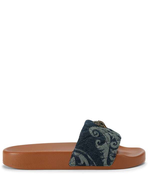 カートジェイガーロンドン レディース シューズ パンプス サンダル キルティング ジーンズ ロゴタイプ Kurt Geiger London Meena Quilted Paisley Denim Logornament Pool Slide Sandals Blue 青色