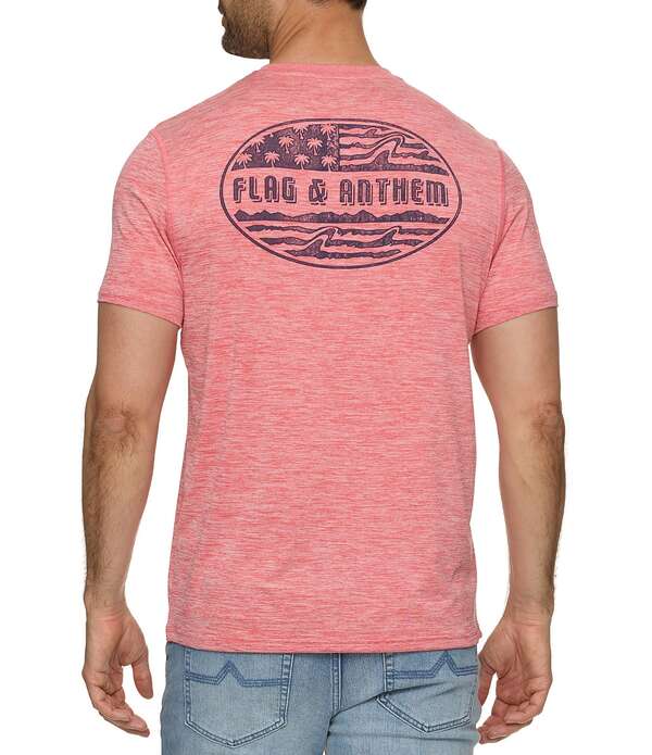 フラッグ アンド アンセム メンズ トップス シャツ Flag and Anthem Palm Flag UPF Performance Tee Bright Red レッド|ReVida 店