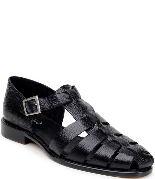 ベルヴェデール メンズ シューズ スリッポン・ローファー サンダル なめし革 Belvedere Men\u0027s Elio Deerskin Leather Fisherman Sandals Black 黒いこと
