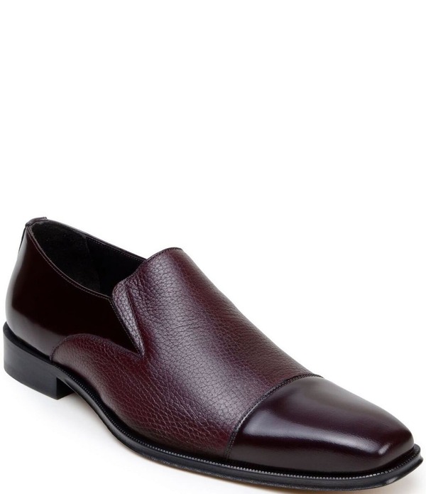 ベルヴェデール メンズ シューズ スリッポン・ローファー 力くらべ 旗がしら なめし革 Belvedere Men\u0027s Andreo Deerskin Leather and Italian Calf Leather Cap Toe Derby Dresshoes Burgundy バーガンディ