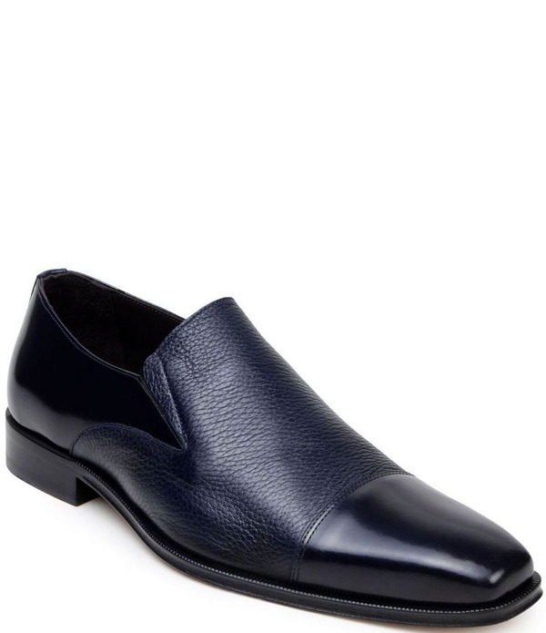 ベルヴェデール メンズ シューズ スリッポン・ローファー 力くらべ 旗がしら なめし革 Belvedere Men\u0027s Andreo Deerskin Leather and Italian Calf Leather Cap Toe Derby Dresshoes Navy 米国海軍