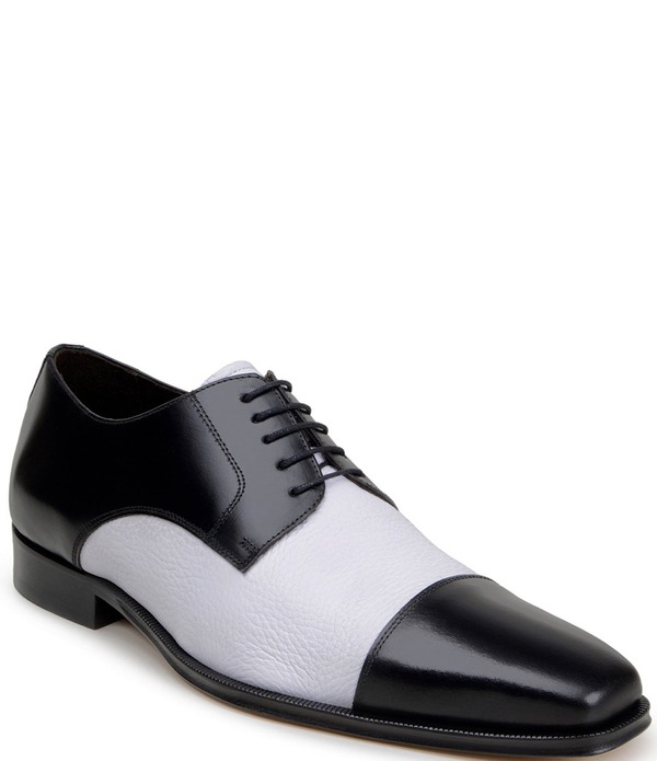 ベルヴェデール メンズ シューズ 衣裳 力くらべ 旗がしら なめし革 Belvedere Men\u0027s Alexander Two-Tone Deerskin Leather and Italian Calf Leather Cap Toe Derby Dresshoes Black/White 白いこと