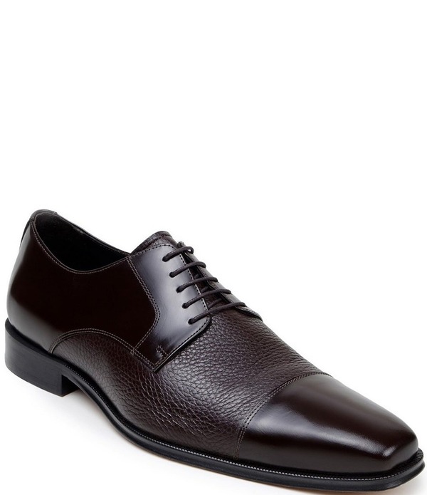 ベルヴェデール メンズ シューズ 衣裳 力くらべ 旗がしら なめし革 Belvedere Men\u0027s Alexander Deerskin Leather and Italian Calf Leather Cap Toe Derby Dresshoes Brown 赤銅色