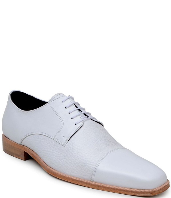 ベルヴェデール メンズ シューズ 衣裳 力くらべ 旗がしら なめし革 Belvedere Men\u0027s Alexander Deerskin Leather and Italian Calf Leather Cap Toe Derby Dresshoes White 白いこと