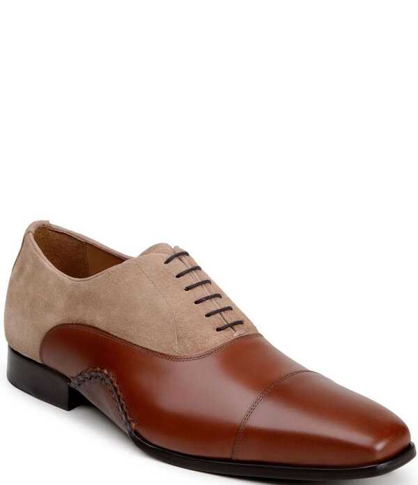 ベルヴェデール メンズ シューズ オックスフォード スエードクロス 衣裳 旗がしら なめし革 Belvedere Men\u0027s Leontes Leather and Suede Cap Toe Dress Oxfords Antique Cognac/Oat