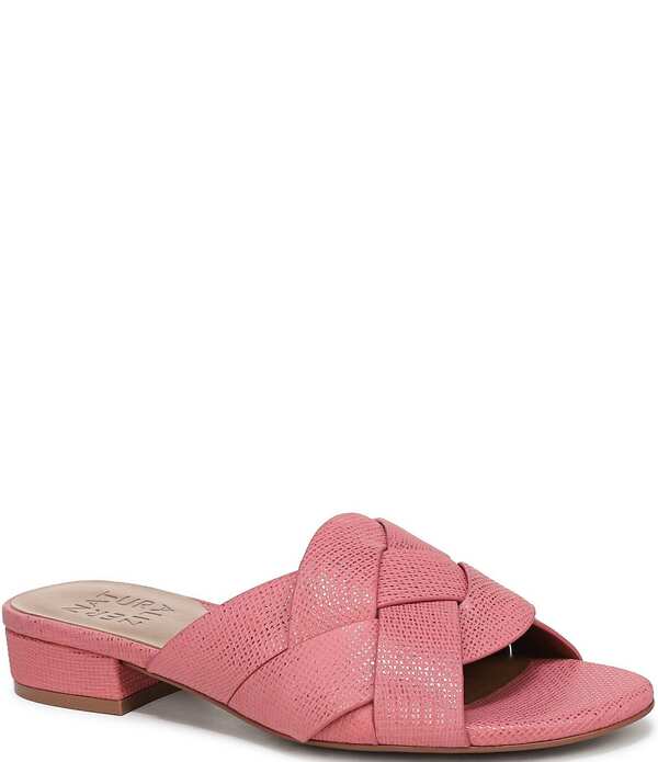 ナチュライザー レディース シューズ サンダル なめし革 Naturalizer Morena 2 Shimmer Leather Slide Sandals Coral Pink サクラ色