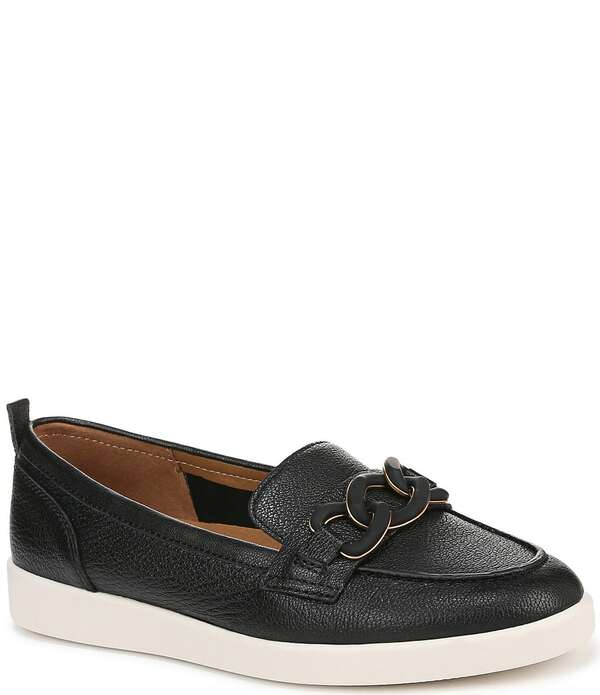 ナチュライザー レディース シューズ パンプス なめし革 置き目毛皮 Naturalizer Kateri Leather Chain Link Ornament Loafers Black 黒いこと