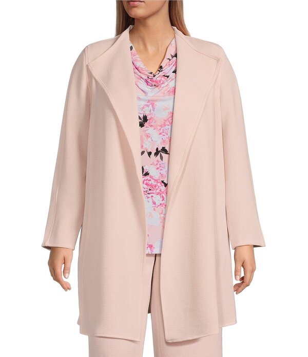 カスパール レディース アウター ニット・セーター クレープ ドレープラスサイズ カーディガン Kasper Plusize Crepe Drape Front Cardigan Tutu Pink ピンク｜ReVida 店