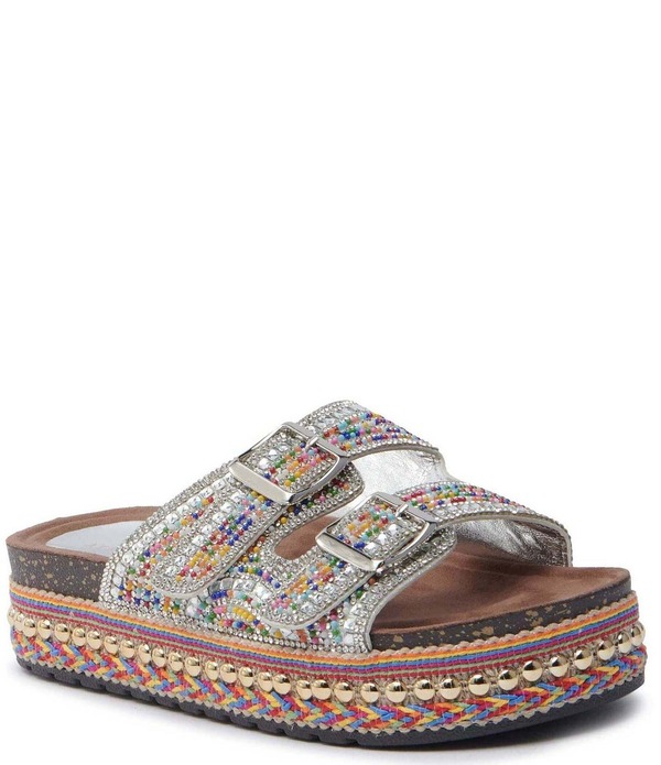 アザレア 一 レディース シューズ サンダル プラットホーム Azalea Wang Ezri Embellished Banded Platform Sandalsilver しろがね色