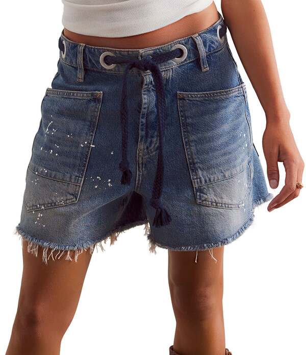 フリーピープル レディース ボトムス 二分の一ズボン下・さる股引き 遊撃手ズボン下 ジーンズ Free People Moxie Raw Hem Denim Shorts Timeless Blue 青み