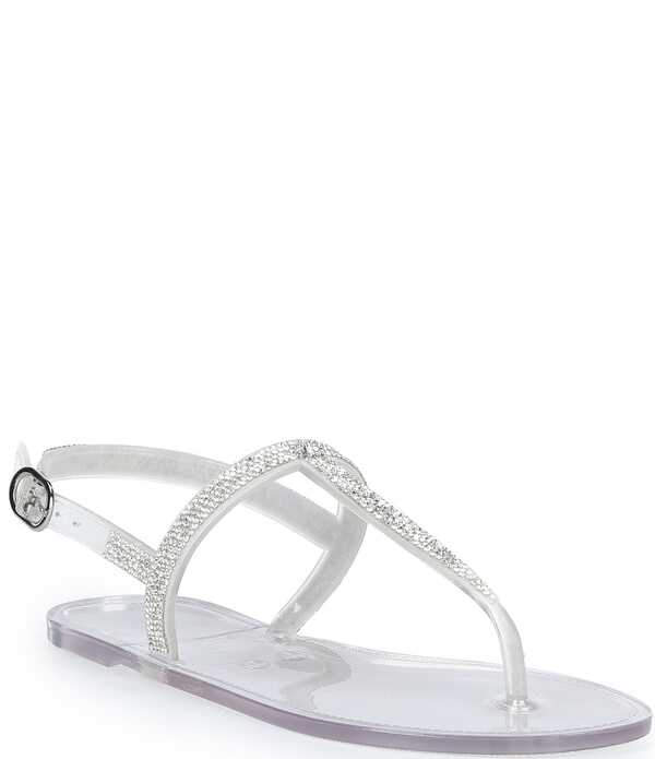カッパーキー レディース シューズ サンダル Copper Key Haven Rhinestone T-Strap Flat Sandals Clear