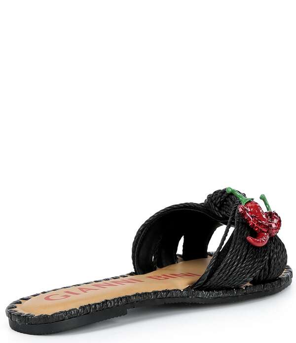 ジャンビニ レディース シューズ パンプス サンダル Gianni Bini Fabin Raffia Rhinestone Chili Pepper Slide Sandals Black 黒いこと
