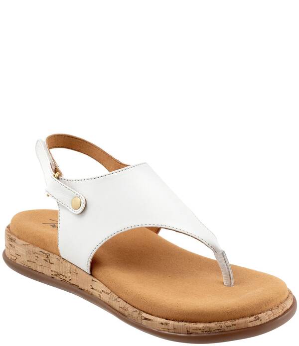 トロッターズ レディース シューズ サンダル レザー Trotters Garret Leather Slingback Thong Sandals White ホワイト｜ReVida 店