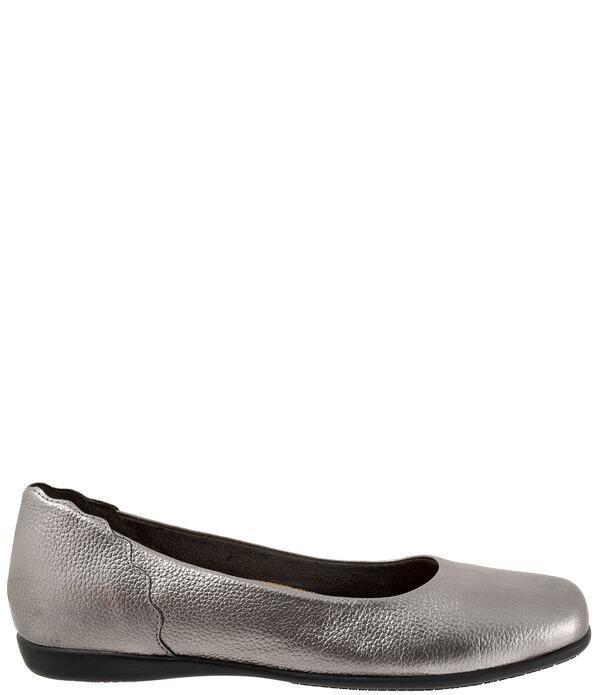 トロッターズ レディース シューズ パンプス なめし革 Trottersunny Leather Scalloped Ballet Flats Pewter ピューター