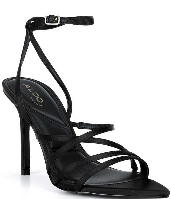 アルド レディース シューズ 踵 サンダル 繻子 ALDO Solania Satin Strappy Dressandals Jet Black 黒いこと