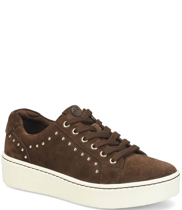ボーン レディース シューズ スニーカー プラットホーム スエードクロス スピード競技 Born Mira Studsuede Lace Uplatform Sneakers Castagno Brown 赤銅色