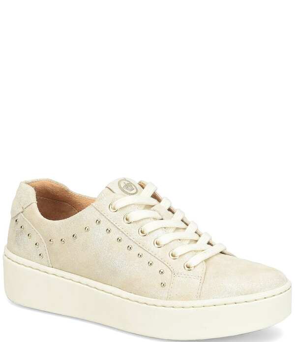 ボーン レディース シューズ スニーカー プラットホーム トール スピード競技 なめし革 Born Mira Studs Metallic Leather Lace Uplatform Sneakers Champagne Metallic 三鞭酒