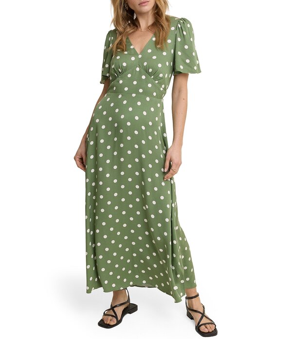 ノーバディーズ チャイルド レディース トップス ワンピース ドット柄 ドット エンパイア マキシ Nobody's Child Atlas Polka Dot Empire Maxi Dress Green グリーン｜ReVida 店