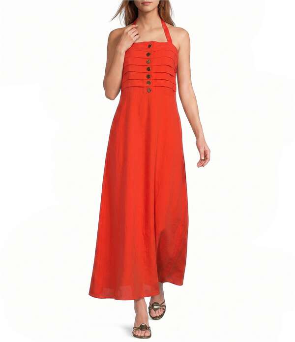 アントニオ メラーニ レディース トップス ワンピース A ライン ホルター Antonio Melani Cecila Button Front A-line Halter Dresstrawberry｜ReVida 店