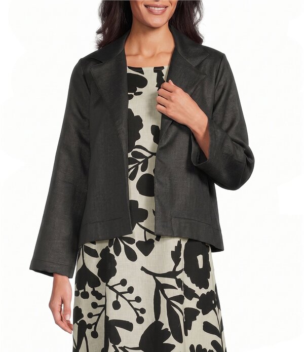 ブラジャーはたご屋 ウォーカー レディース アウター 厚地の外套 上衣 Bryn Walker Lewis Italian Raffia Notch Collar Neck Long Sleeve Jacket Nero
