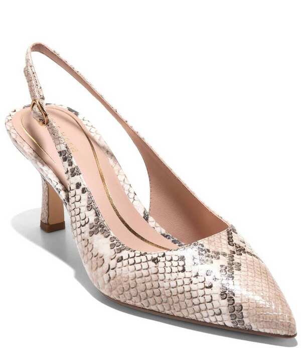 電話を掛けるハーン レディース シューズ 踵 刷り上げる なめし革 Cole Haan Hansell Snake Print Leather Slingback Pumps Mojave Snake Print