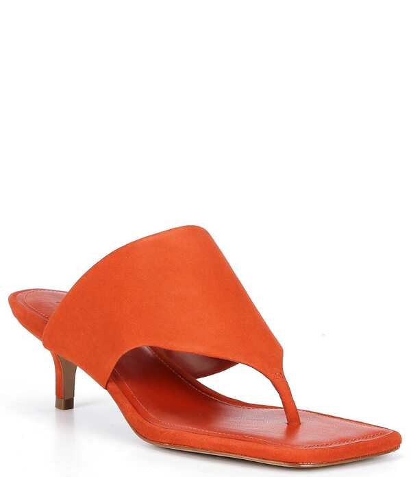 シュッツ レディース シューズ 踵 サンダル スエードクロス Schutz Sage Mid Stiletto Suede Thong Slide Sandals Orange Clay オレンジ色