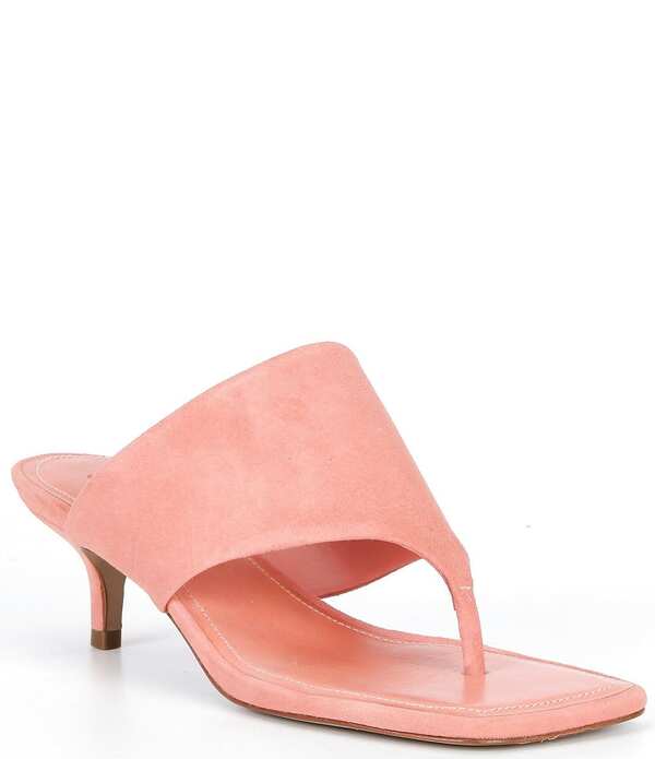シュッツ レディース シューズ 踵 サンダル スエードクロス Schutz Sage Mid Stiletto Suede Thong Slide Sandalsweet Coral コーラル