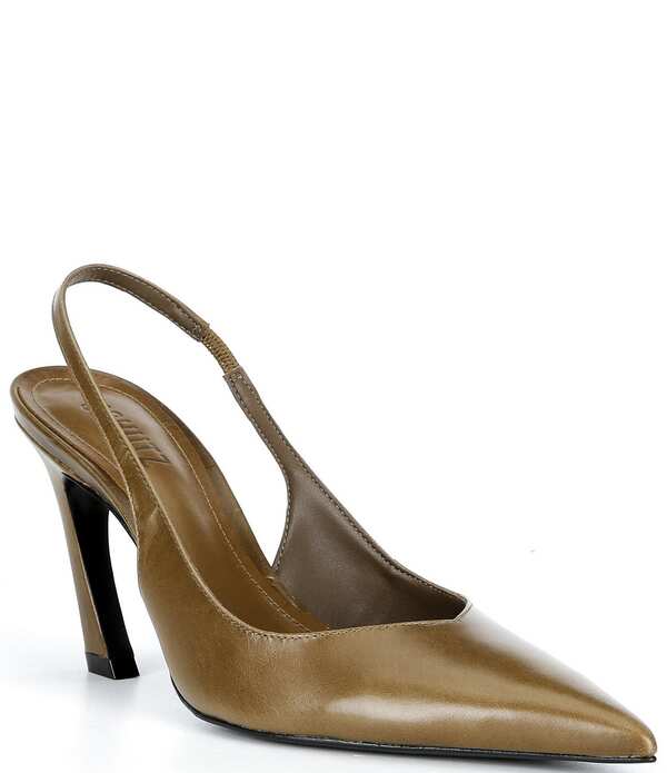 シュッツ レディース シューズ 踵 なめし革 Schutz Lexi Leather Pointed Toe Slingback Pumps Dried Olive オリーブ