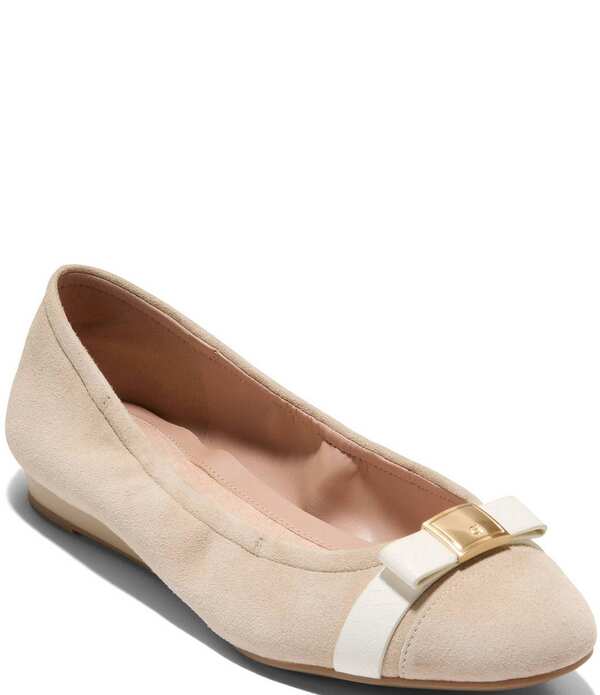 電話を掛けるハーン レディース シューズ パンプスエード Cole Haan Go-tova Suede Ballet Bow Flats Light Sesame/Powder