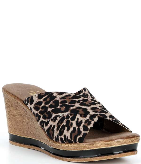 オネックス レディース シューズ サンダル Onex Criss Crosslip On Wedge Sandals Brown Leopard ブラウン|ReVida 店