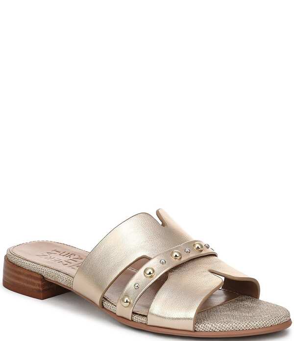 ナチュライザー レディース シューズ パンプス サンダル トール なめし革 Naturalizer Niche Metallic Leather and Stud Slide Sandals Light Champagne 三鞭酒