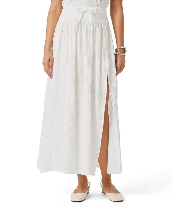 スプレンディット レディース ボトムスカート A ライン マキシ Splendid Adele Gauze Maxi A-Line Skirt White ホワイト｜ReVida 店