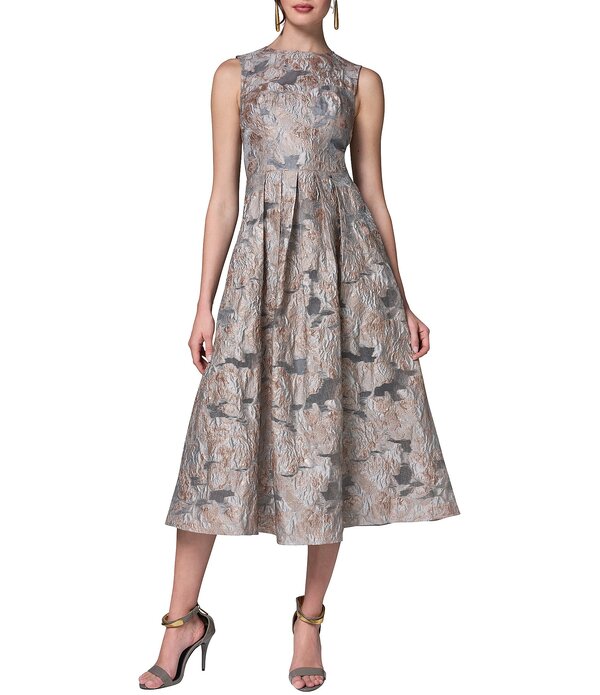 ダナキャラン レディース トップス ワンピース ミディ ノースリーブ Donna Karan Jacquard Sleeveless Midi Dress Creamulti クリーム｜ReVida 店 58,190円