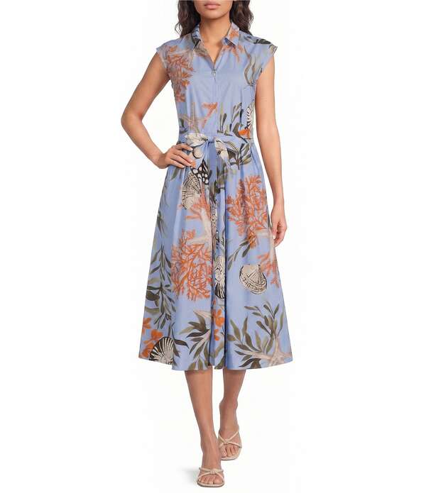 マレーラ レディース トップス 衣装 MIDI プルオーバー Marella Mllpadana Poplin Tie Waist Midi Shirt Dress Light Blue 青色