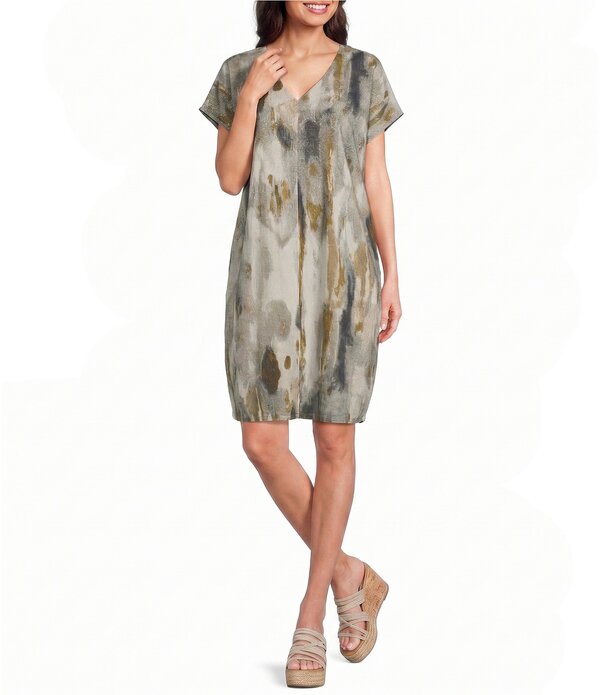 ブラジャーはたご屋 ウォーカー レディース トップス カットソー Vのど首 刷り上げる Bryn Walkeregan Pioggia Print V-Neck Short Sleeve Tunic Pioggia