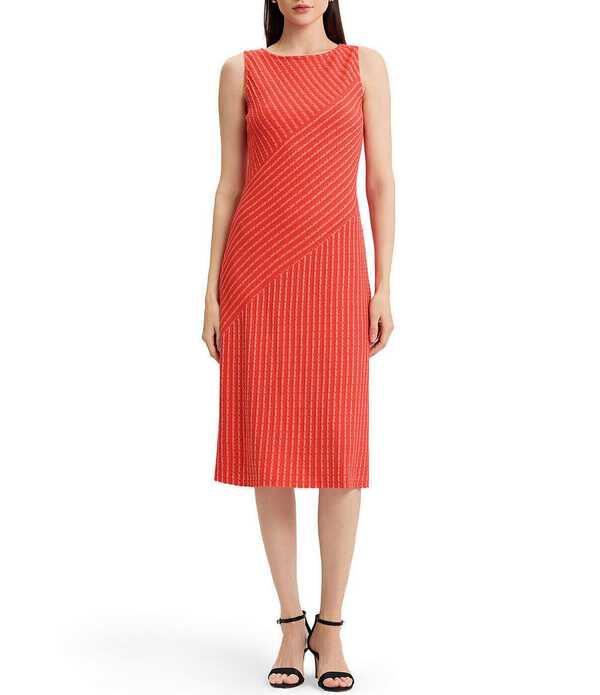 ミソック レディース トップス 衣装 MIDI ノースリーブ 編み物 MISOOK Striped Soft Knit Round Neck Sleeveless Midi Dress Cherry Ember/Biscotti 縞模様