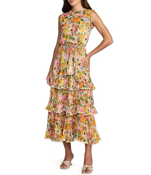 マックダガル レディース トップス ワンピース フラワー柄 フリル ノースリーブ アンクル フラワー Mac Duggal Floral Viscose Sleeveless Ruffle Ankle Dress Multi マルチカラー|ReVida 店