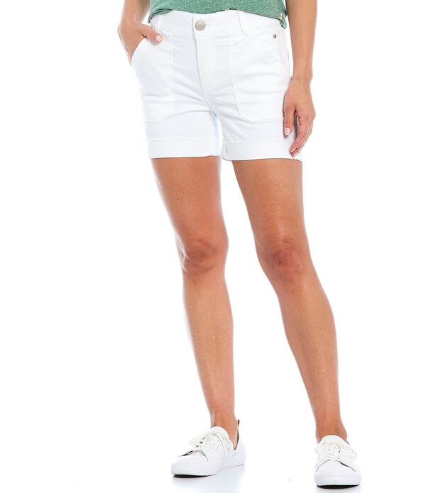 デモクラシー レディース ボトムス ハーフパンツ・ショーツ ショートパンツ ブーツ Democracy AbsolutionR High Rise Booty Lift Slimming Panel Cuffed Shorts Optic White ホワイト｜ReVida 店