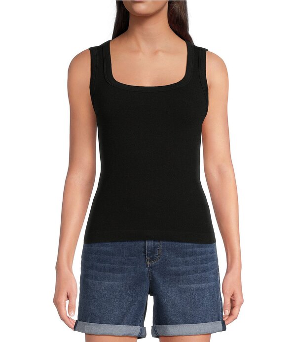 ギブソンアンドラティマー レディース トップス プルオーバー 肋筋 ノースリーブ 編み物 Gibson \u0026 Latimeribbed Knit Scoop Neck Sleeveless Tank Top Black 黒いこと