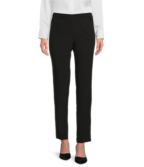 カール ラガーフェルド レディース ボトムス カジュアルパンツ KARLAGERFELD PARISlim Elastic Waistband Flat Front Pant Black ブラック｜ReVida 店