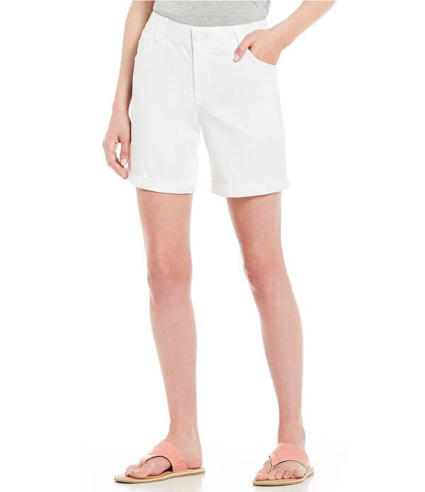 デモクラシー レディース ボトムス ハーフパンツ・ショーツ ストレート ショートパンツ デニム Democracy AbsolutionR Straight Leg Cuffedenim Shorts Optic White ホワイト｜ReVida 店