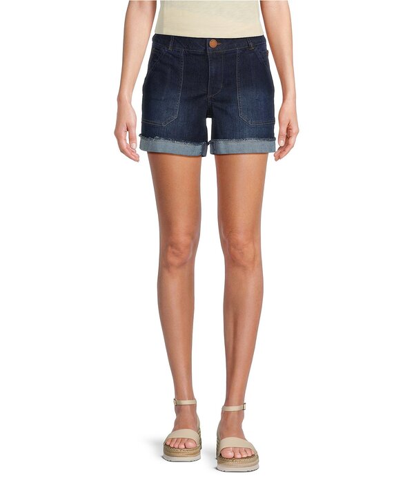 デモクラシー レディース ボトムス ハーフパンツ・ショーツ ショートパンツ デニム Democracy AbsolutionR High Rise Rolled Cuff Denim Shorts Indigo インディゴ｜ReVida 店