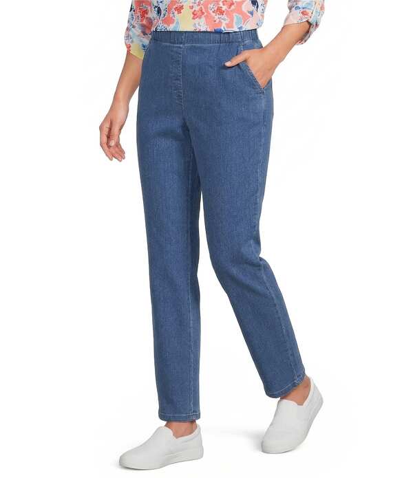 アリソン デイリー レディース ボトムス ジーンズズボン下 引っ切り無い デニム Allison Daley Straight Leg Stretch Denim Elastic Waist Pull-On Jeans Chambray ジーンズ