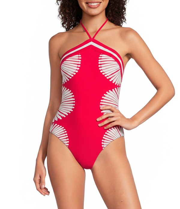 ギブソンアンドラティマー レディース トップス ワンピース ハイネック ホルター Gibson & Latimer Energy Circles High Neck Halter One Piece Swimsuit Lipstick Red レッド｜ReVida 店