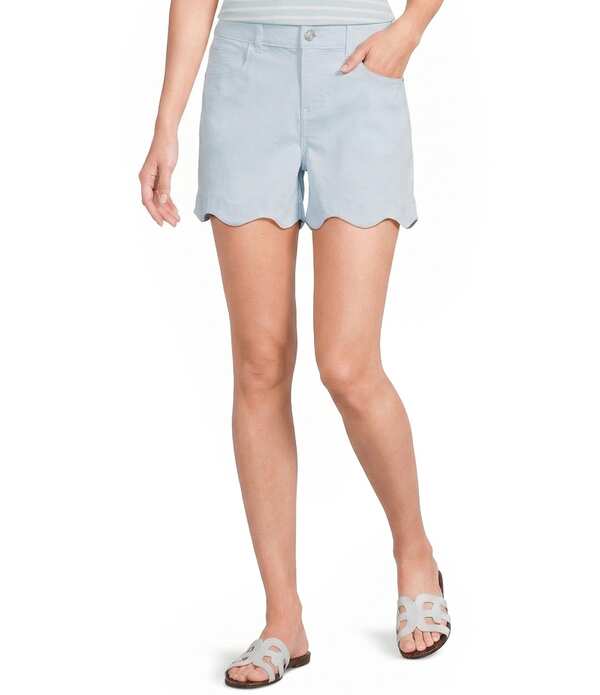ギブソンアンドラティマー レディース ボトムス ハーフパンツ・ショーツ ショートパンツ Gibson & Latimer Perfect Fit Woven Mid Rise Scalloped Hem Shorts Baby Blue ブルー｜ReVida 店