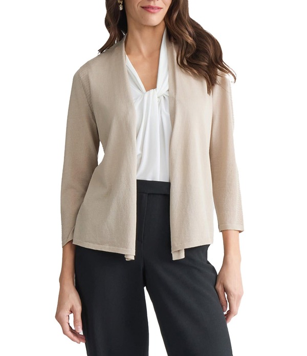 カスパール レディース アウター 編み物・ティーシャツ ジレー Kasper Pull On Cardigan Summer Straw