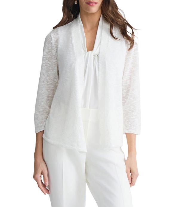カスパール レディース アウター 編み物・プルオーバー ジレー Kasper Long Sleeve Open Front Cardigan Vanilla Ice