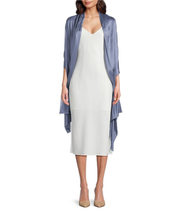 ヴィンスカムート レディース 付属物 えり巻き・袈裟・えり巻き 繻子 Vince Camuto Frayed Satin Evening Wrap Chambray
