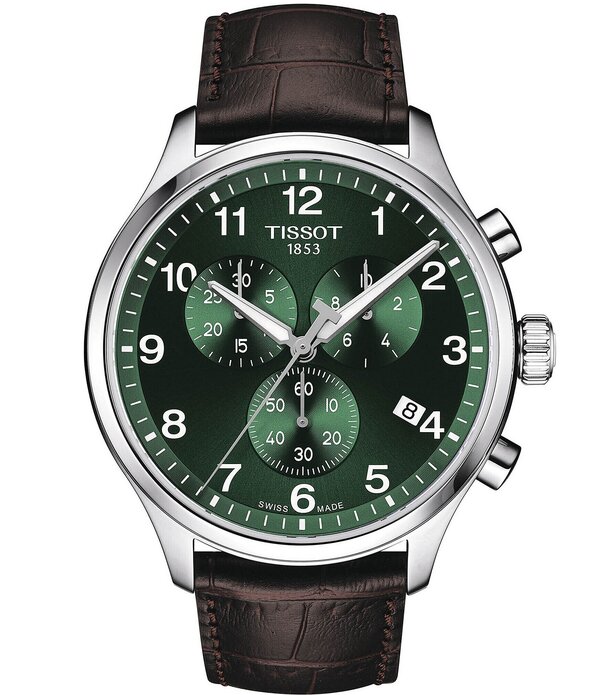ティソット レディース 佩び物 ウォッチ なめし革 Tissot Chrono XL Classic Black Leather Watch Brown 赤銅色