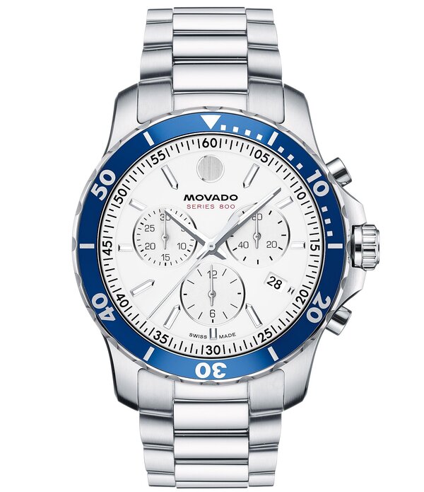 モバド レディース 添え物 ウオッチ Movado Series 800 Silver-Tone Quartz Chronograph Movement Watch Silver/Blue 青碧